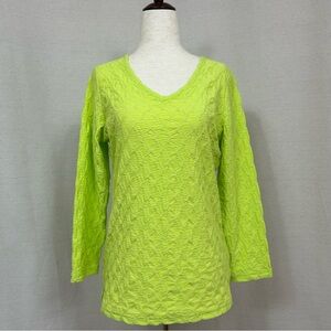 Pleads Collection Lime Green Textured Women's Top